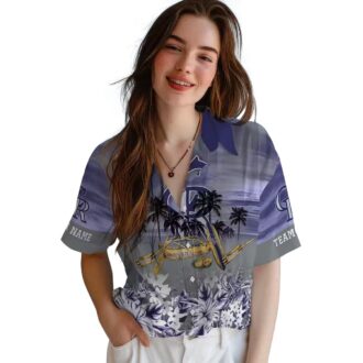 MLB Colorado Rockies Personalized Hawaiian Shirt - Tropical Canoe Blue Shirt for Summer Beach