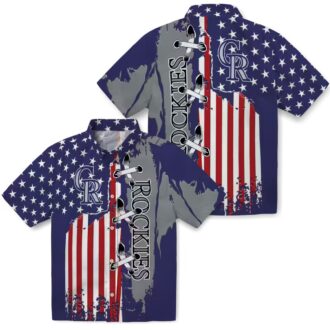 MLB Colorado Rockies Stitched Flag Hawaiian Shirt - Blue Tropical Shirt for Baseball Fans