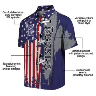 MLB Colorado Rockies Stitched Flag Hawaiian Shirt - Blue Tropical Shirt for Baseball Fans