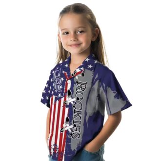 MLB Colorado Rockies Stitched Flag Hawaiian Shirt - Blue Tropical Shirt for Baseball Fans