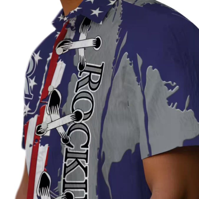 MLB Colorado Rockies Stitched Flag Hawaiian Shirt - Blue Tropical Shirt for Baseball Fans