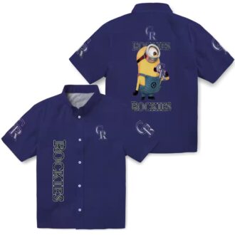 MLB Colorado Rockies Stuart Minion Blue Hawaiian Shirt - Summer Fan Apparel for Baseball Fans