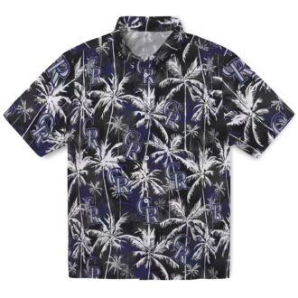 Official Colorado Rockies Blue Hawaiian Shirt - MLB Team Palm Pattern Summer Apparel