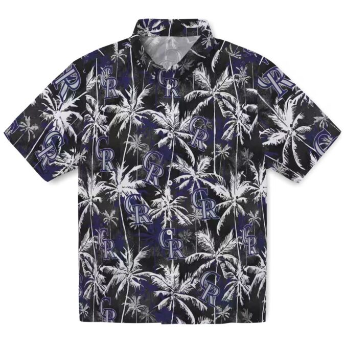 Official Colorado Rockies Blue Hawaiian Shirt - MLB Team Palm Pattern Summer Apparel