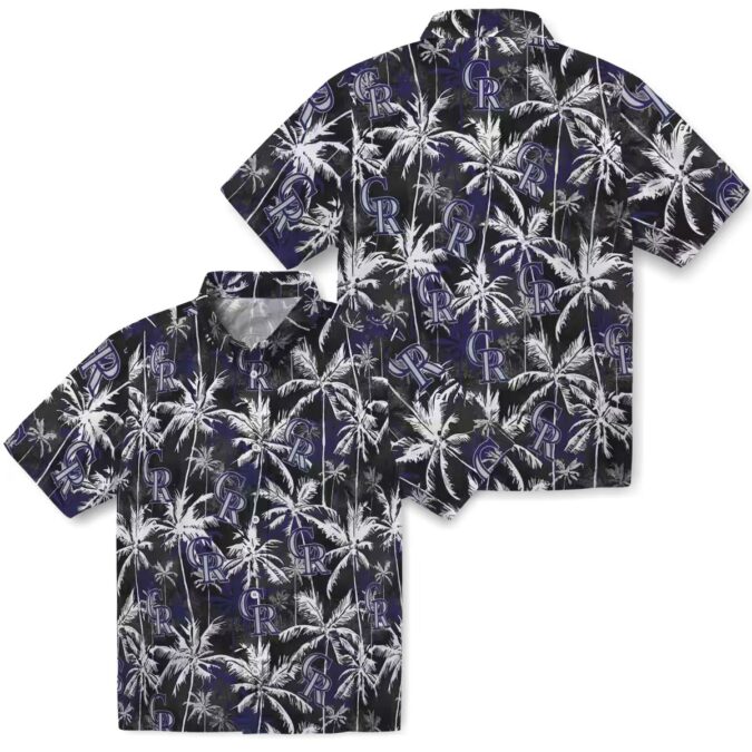 Official Colorado Rockies Blue Hawaiian Shirt - MLB Team Palm Pattern Summer Apparel