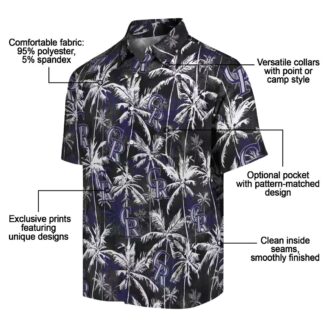 Official Colorado Rockies Blue Hawaiian Shirt - MLB Team Palm Pattern Summer Apparel