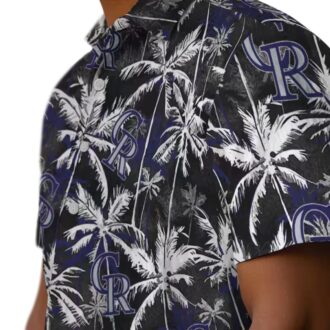 Official Colorado Rockies Blue Hawaiian Shirt - MLB Team Palm Pattern Summer Apparel