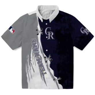 Official Colorado Rockies Custom Hawaiian Shirt - Blue & White MLB Tropical Design for Summer