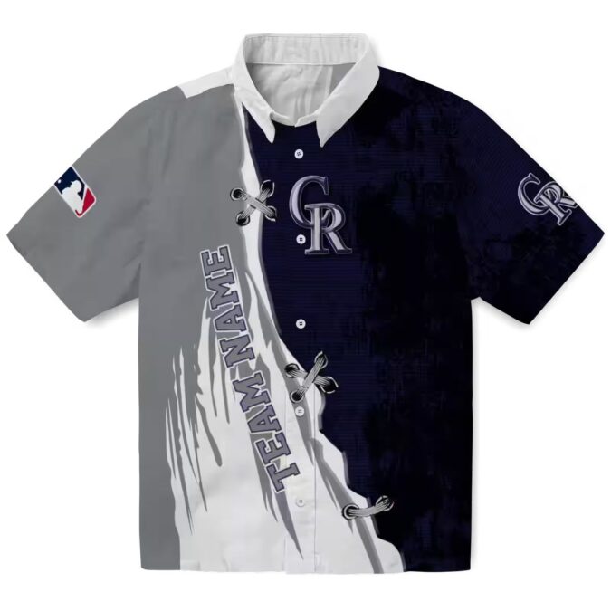 Official Colorado Rockies Custom Hawaiian Shirt - Blue & White MLB Tropical Design for Summer