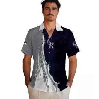 Official Colorado Rockies Custom Hawaiian Shirt - Blue & White MLB Tropical Design for Summer