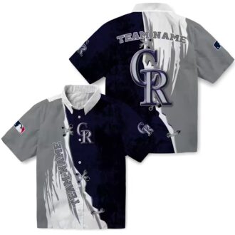 Official Colorado Rockies Custom Hawaiian Shirt - Blue & White MLB Tropical Design for Summer