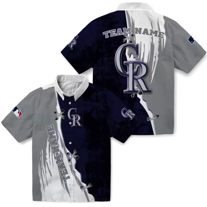 Official Colorado Rockies Custom Hawaiian Shirt - Blue & White MLB Tropical Design for Summer