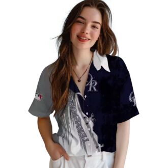 Official Colorado Rockies Custom Hawaiian Shirt - Blue & White MLB Tropical Design for Summer