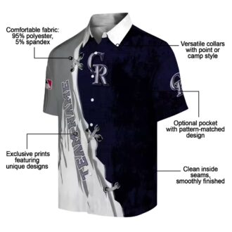 Official Colorado Rockies Custom Hawaiian Shirt - Blue & White MLB Tropical Design for Summer