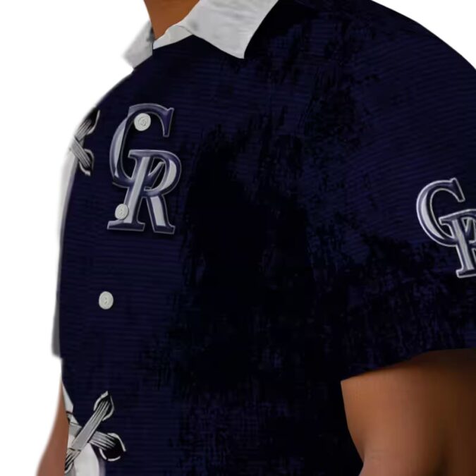 Official Colorado Rockies Custom Hawaiian Shirt - Blue & White MLB Tropical Design for Summer