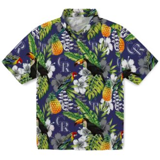 Personalized Colorado Rockies Tropical Hawaiian Shirt - Blue Green Toucan Design for MLB Fans