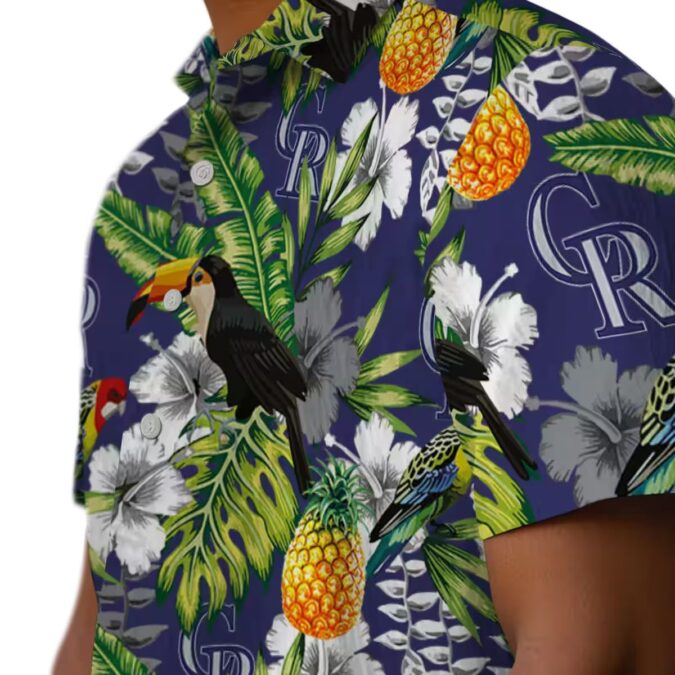 Personalized Colorado Rockies Tropical Hawaiian Shirt - Blue Green Toucan Design for MLB Fans