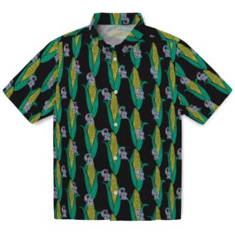 Tropical Colorado Rockies Hawaiian Shirt with Corn Motifs - Black Green MLB Summer Apparel