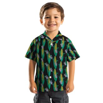 Tropical Colorado Rockies Hawaiian Shirt with Corn Motifs - Black Green MLB Summer Apparel