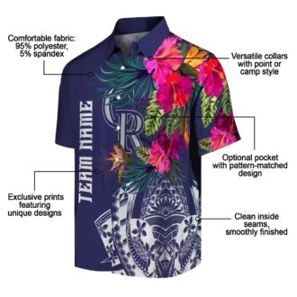 Tropical MLB Colorado Rockies Floral Hawaiian Shirt - Blue Polynesian Fan Apparel for Summer