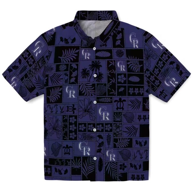 Unique Colorado Rockies Tropical Hawaiian Shirt - MLB Team Patchwork Blue Black Summer Aloha Shirt