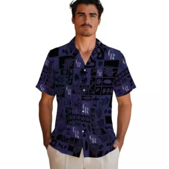 Unique Colorado Rockies Tropical Hawaiian Shirt - MLB Team Patchwork Blue Black Summer Aloha Shirt