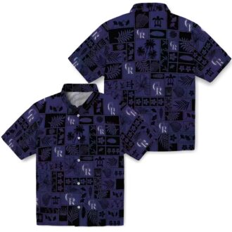 Unique Colorado Rockies Tropical Hawaiian Shirt - MLB Team Patchwork Blue Black Summer Aloha Shirt