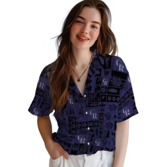 Unique Colorado Rockies Tropical Hawaiian Shirt - MLB Team Patchwork Blue Black Summer Aloha Shirt