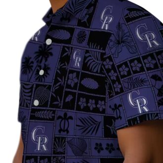 Unique Colorado Rockies Tropical Hawaiian Shirt - MLB Team Patchwork Blue Black Summer Aloha Shirt