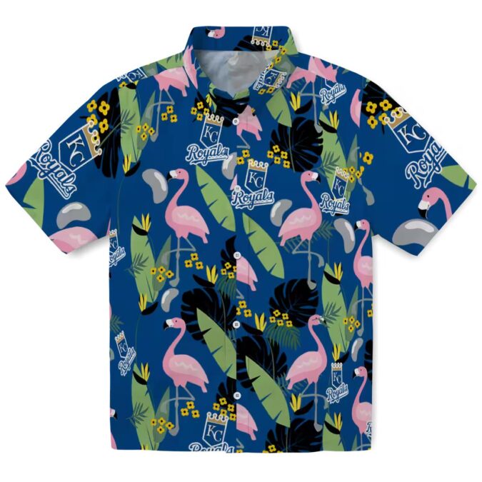 Best Kansas City Royals Hawaiian Shirt - Tropical Flamingo & Palm Leaves Design