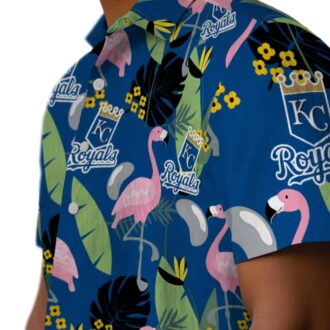 Best Kansas City Royals Hawaiian Shirt - Tropical Flamingo & Palm Leaves Design