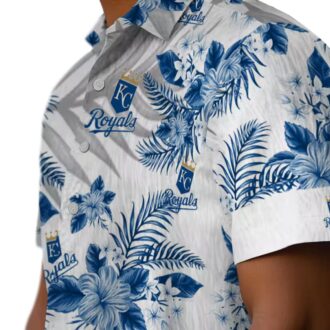 Best Kansas City Royals Hibiscus Palm Leaves Hawaiian Shirt - Blue & White Summer Luau Outfit