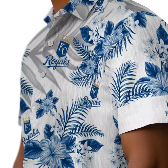 Best Kansas City Royals Hibiscus Palm Leaves Hawaiian Shirt - Blue & White Summer Luau Outfit