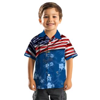 Custom Team Name Kansas City Royals Hawaiian Shirt - Royal Blue US Flag Fan Apparel