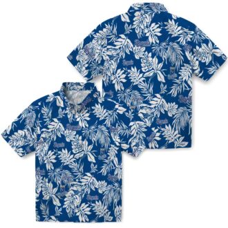 Kansas City Royals Baseball Fan Hawaiian Shirt - Tropical Leaf Blue White Summer Vacation Shirt