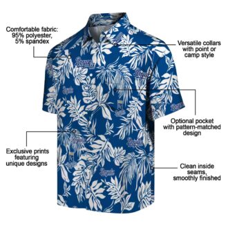 Kansas City Royals Baseball Fan Hawaiian Shirt - Tropical Leaf Blue White Summer Vacation Shirt