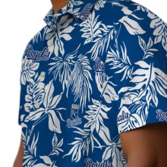 Kansas City Royals Baseball Fan Hawaiian Shirt - Tropical Leaf Blue White Summer Vacation Shirt