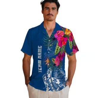 Kansas City Royals Hawaiian Button Up Shirt - Polynesian Floral Vacation & Casual Wear