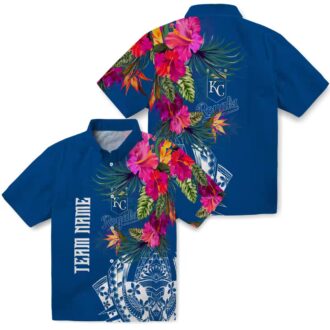 Kansas City Royals Hawaiian Button Up Shirt - Polynesian Floral Vacation & Casual Wear
