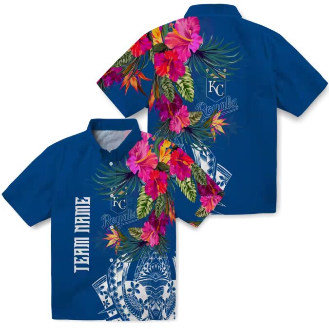 Kansas City Royals Hawaiian Button Up Shirt - Polynesian Floral Vacation & Casual Wear