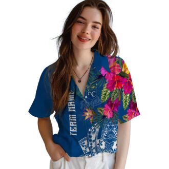 Kansas City Royals Hawaiian Button Up Shirt - Polynesian Floral Vacation & Casual Wear