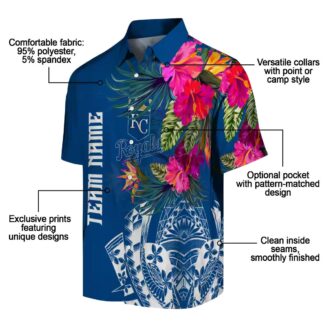 Kansas City Royals Hawaiian Button Up Shirt - Polynesian Floral Vacation & Casual Wear