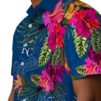 Kansas City Royals Hawaiian Button Up Shirt - Polynesian Floral Vacation & Casual Wear