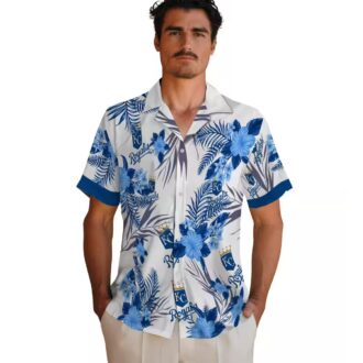 Kansas City Royals Hawaiian Short Sleeve Shirt - Patriotic Hibiscus Aloha Summer Blue White