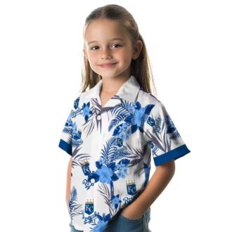Kansas City Royals Hawaiian Short Sleeve Shirt - Patriotic Hibiscus Aloha Summer Blue White