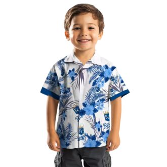 Kansas City Royals Hawaiian Short Sleeve Shirt - Patriotic Hibiscus Aloha Summer Blue White