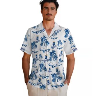Kansas City Royals Island Print Hawaiian Shirt for Game Day - Royal Blue Floral Print