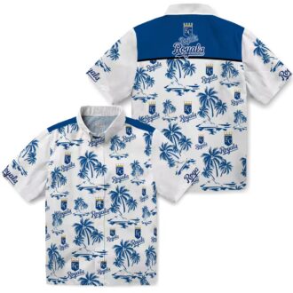 Kansas City Royals Island Print Hawaiian Shirt for Game Day - Royal Blue Floral Print