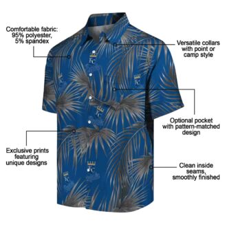 Kansas City Royals Leafy Palms Beach Vacation Shirt - MLB Royal Blue Hawaiian Style