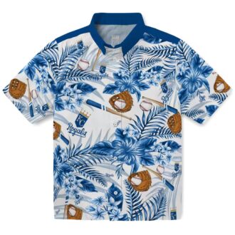 Kansas City Royals Men’s Hawaiian Shirt - Blue & White Floral Baseball Fan Gifts